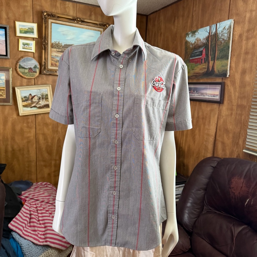 Coca Cola Bowling Style Striped Shirt
